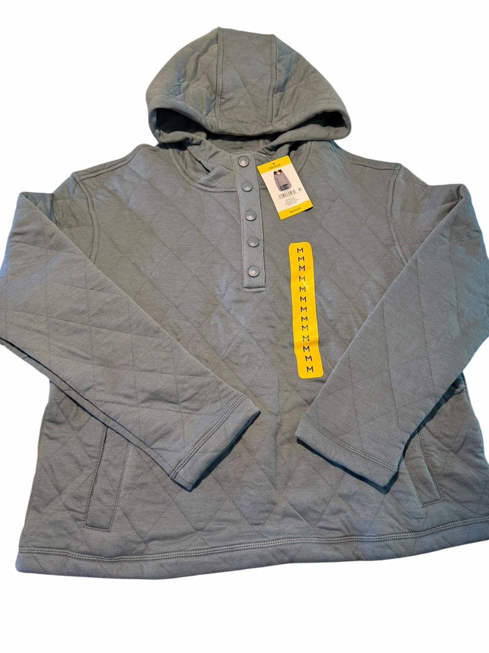 Women’s  Quilted Hooded Pullover Jacket - Slate Blue, Medium